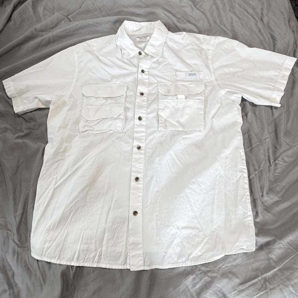Gander Mountain Guide Series White Short Sleeve Fishing Shirt‎ Mens L Nylon Top
